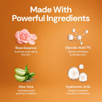 Orior Cosmetics Glycolic Acid 7% toner ingredients: rose essence, glycolic acid, aloe vera, and hyaluronic acid.