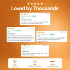 Orior Cosmetics customer review graphic featuring five-star ratings and testimonials for the Glycolic Acid 7% Toner