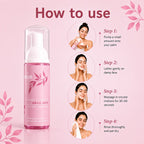 Orior Cosmetics Kojic Acid Foam Cleanser bottle with step-by-step usage instructions for skin brightening